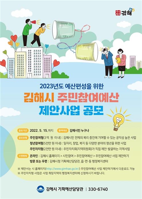 김해시, 2023년 편성 주민참여예산 제안사업 공모